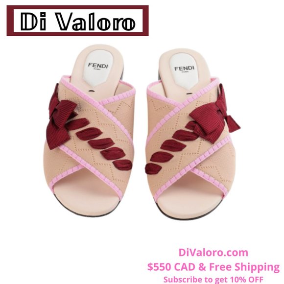 37 Fendi Pink Flat Sandals - Picture 1 of 4